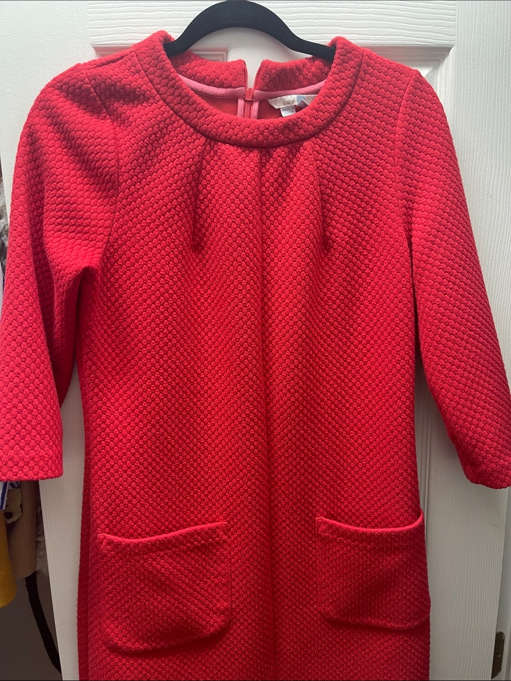 Boden Red Textured Shift Dress with Pockets